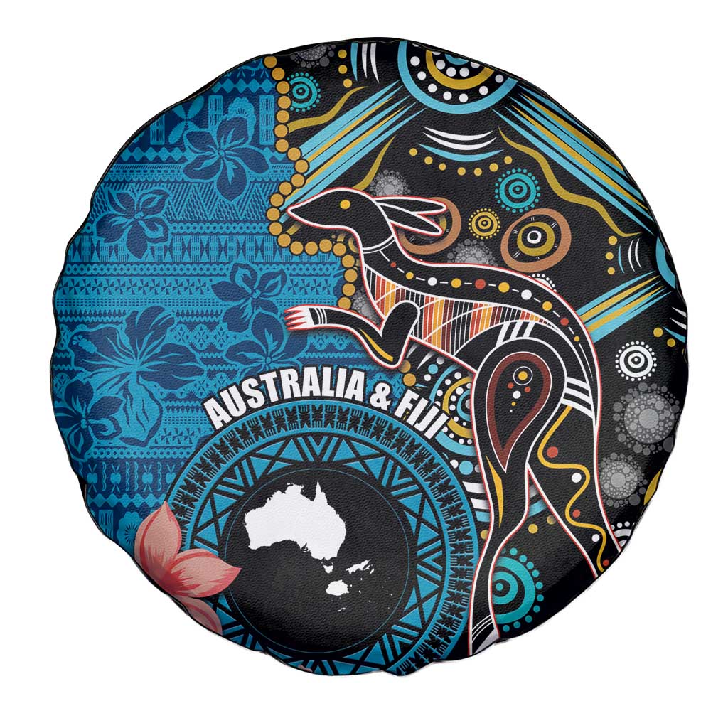 Fiji and Australia Kangaroos Spare Tire Cover Indigenous Aboriginal and Fijian Masi Tribal Tattoo LT03 - Polynesian Pride