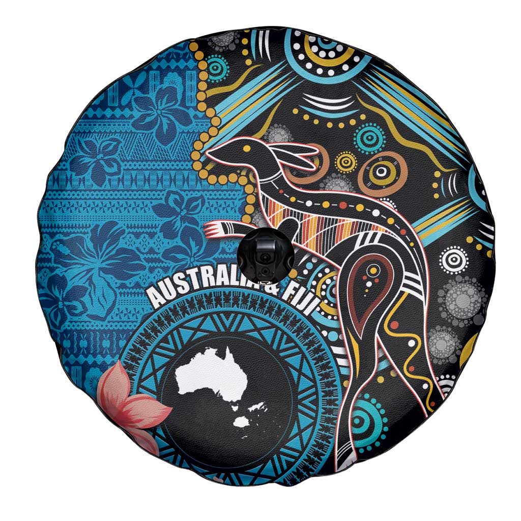 Fiji and Australia Kangaroos Spare Tire Cover Indigenous Aboriginal and Fijian Masi Tribal Tattoo LT03 - Polynesian Pride