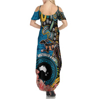 Fiji and Australia Kangaroos Summer Maxi Dress Indigenous Aboriginal and Fijian Masi Tribal Tattoo LT03 - Polynesian Pride