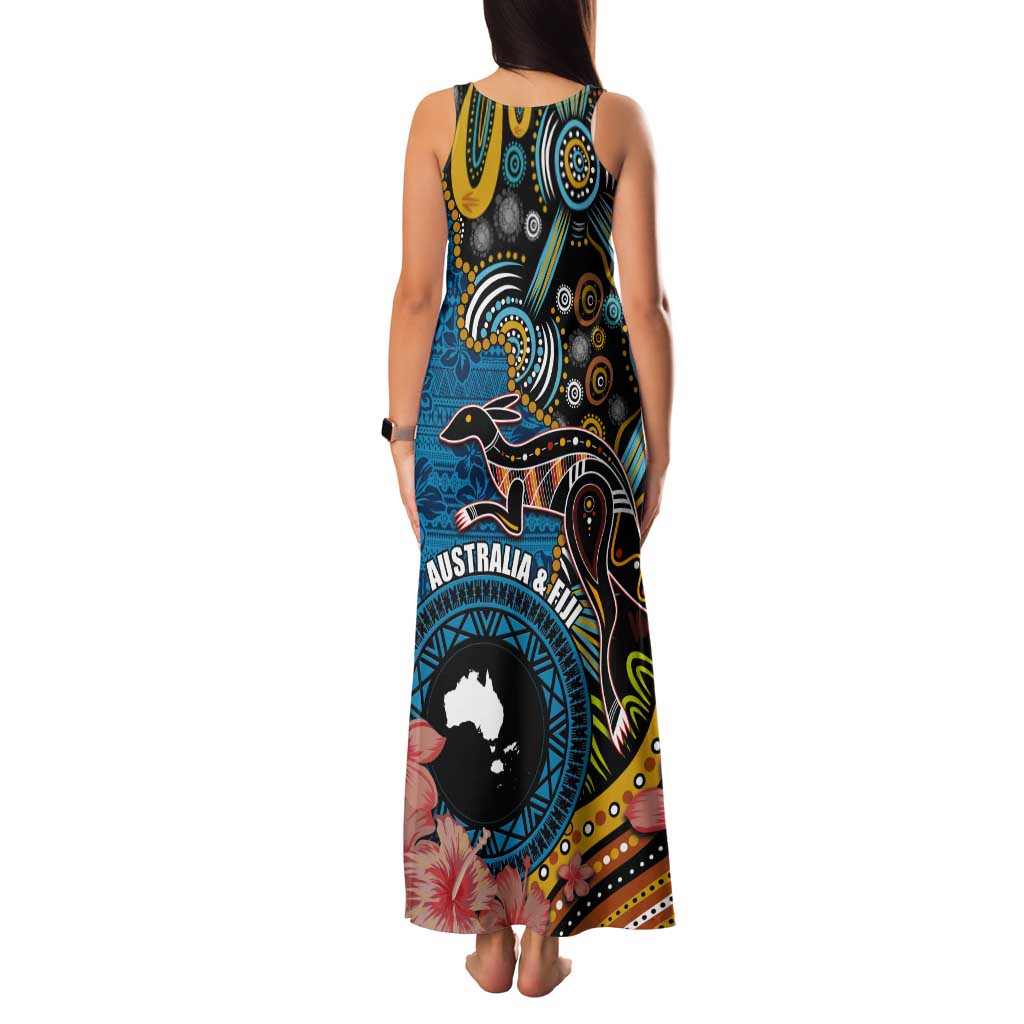Fiji and Australia Kangaroos Tank Maxi Dress Indigenous Aboriginal and Fijian Masi Tribal Tattoo LT03 - Polynesian Pride