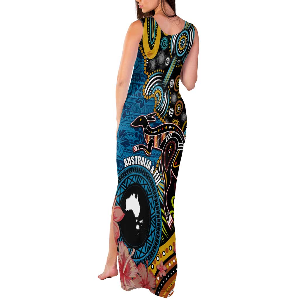 Fiji and Australia Kangaroos Tank Maxi Dress Indigenous Aboriginal and Fijian Masi Tribal Tattoo LT03 - Polynesian Pride