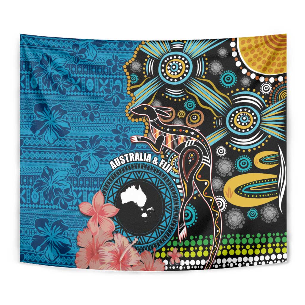 Fiji and Australia Kangaroos Tapestry Indigenous Aboriginal and Fijian Masi Tribal Tattoo LT03 - Polynesian Pride
