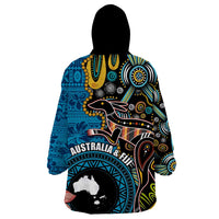 Fiji and Australia Kangaroos Wearable Blanket Hoodie Indigenous Aboriginal and Fijian Masi Tribal Tattoo LT03 - Polynesian Pride