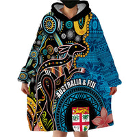 Fiji and Australia Kangaroos Wearable Blanket Hoodie Indigenous Aboriginal and Fijian Masi Tribal Tattoo LT03 - Polynesian Pride