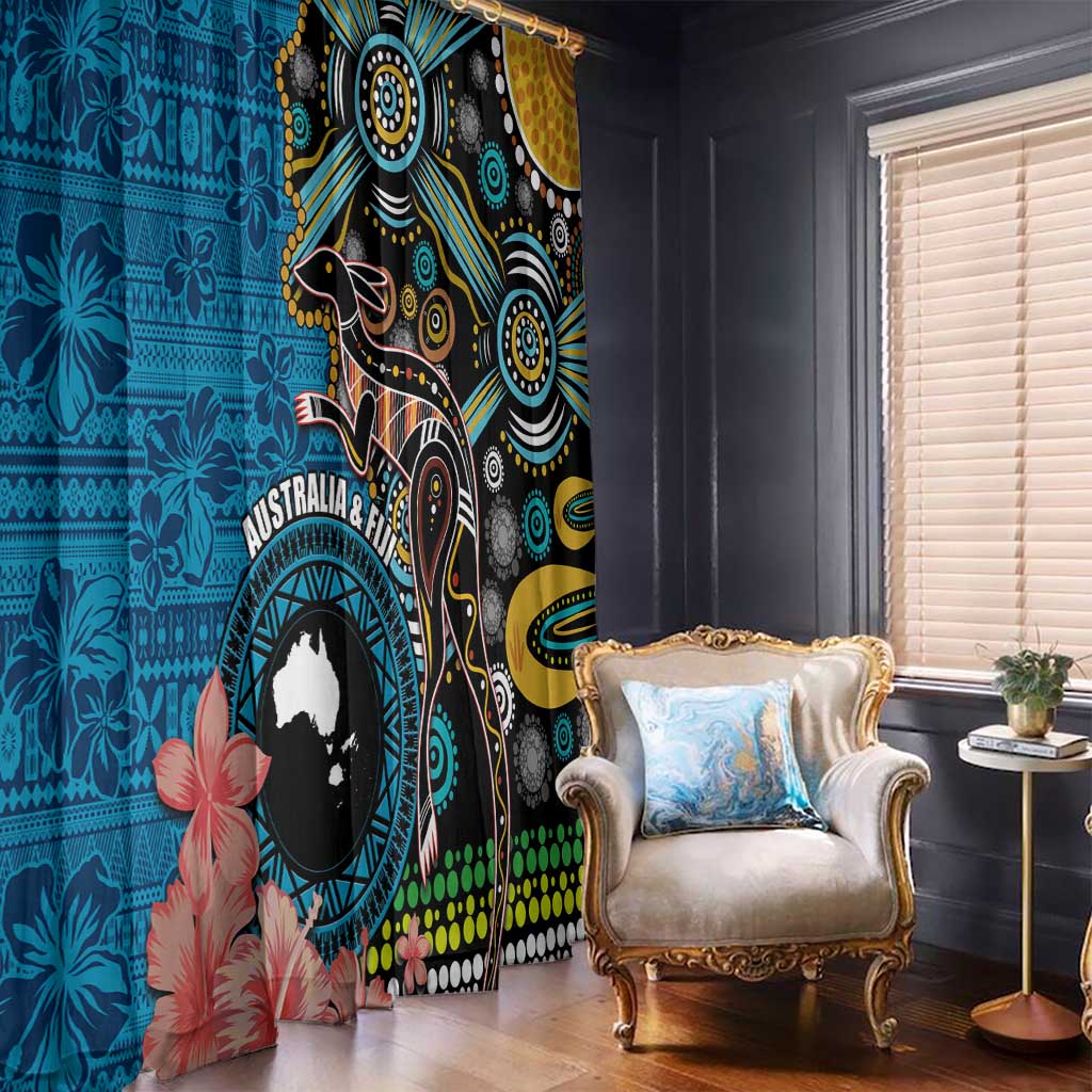 Fiji and Australia Kangaroos Window Curtain Indigenous Aboriginal and Fijian Masi Tribal Tattoo LT03 - Polynesian Pride