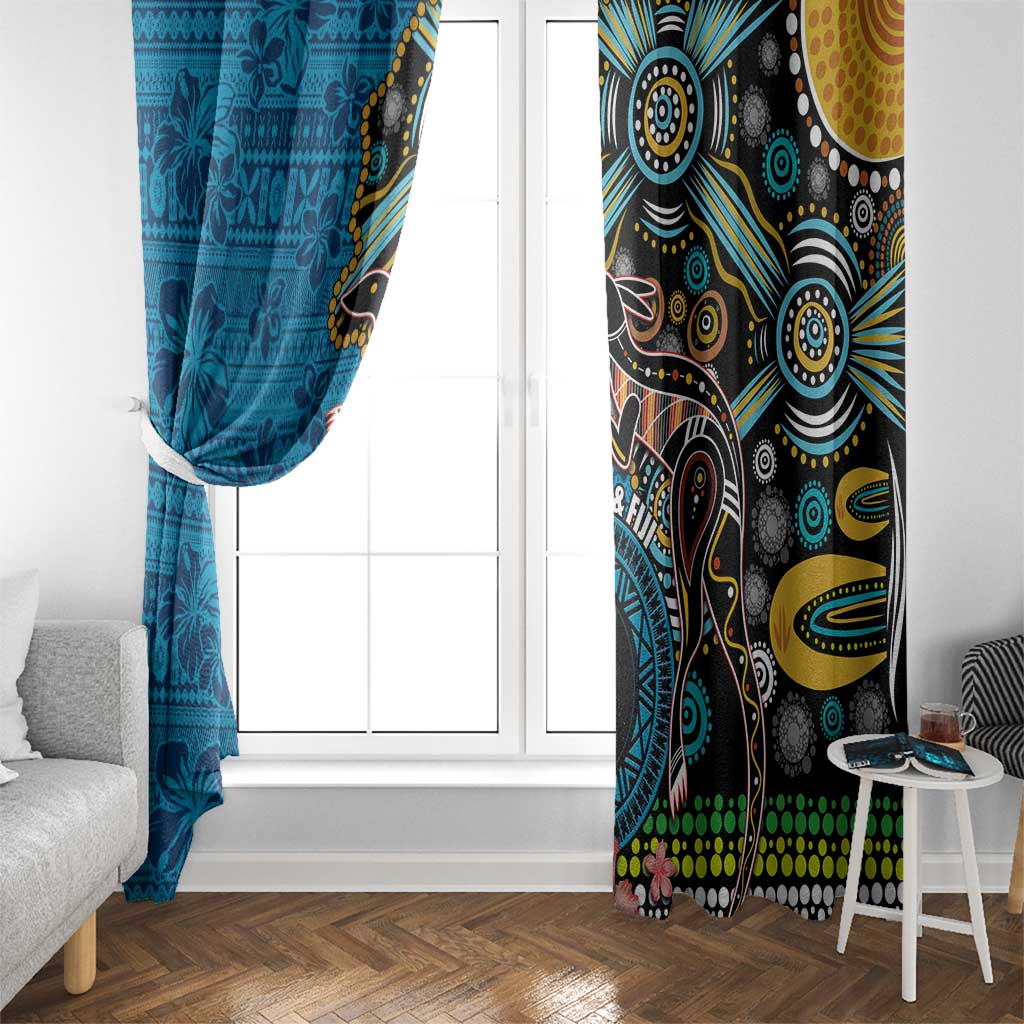 Fiji and Australia Kangaroos Window Curtain Indigenous Aboriginal and Fijian Masi Tribal Tattoo LT03 - Polynesian Pride