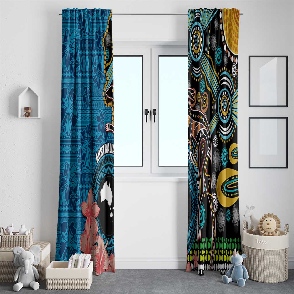 Fiji and Australia Kangaroos Window Curtain Indigenous Aboriginal and Fijian Masi Tribal Tattoo LT03 - Polynesian Pride