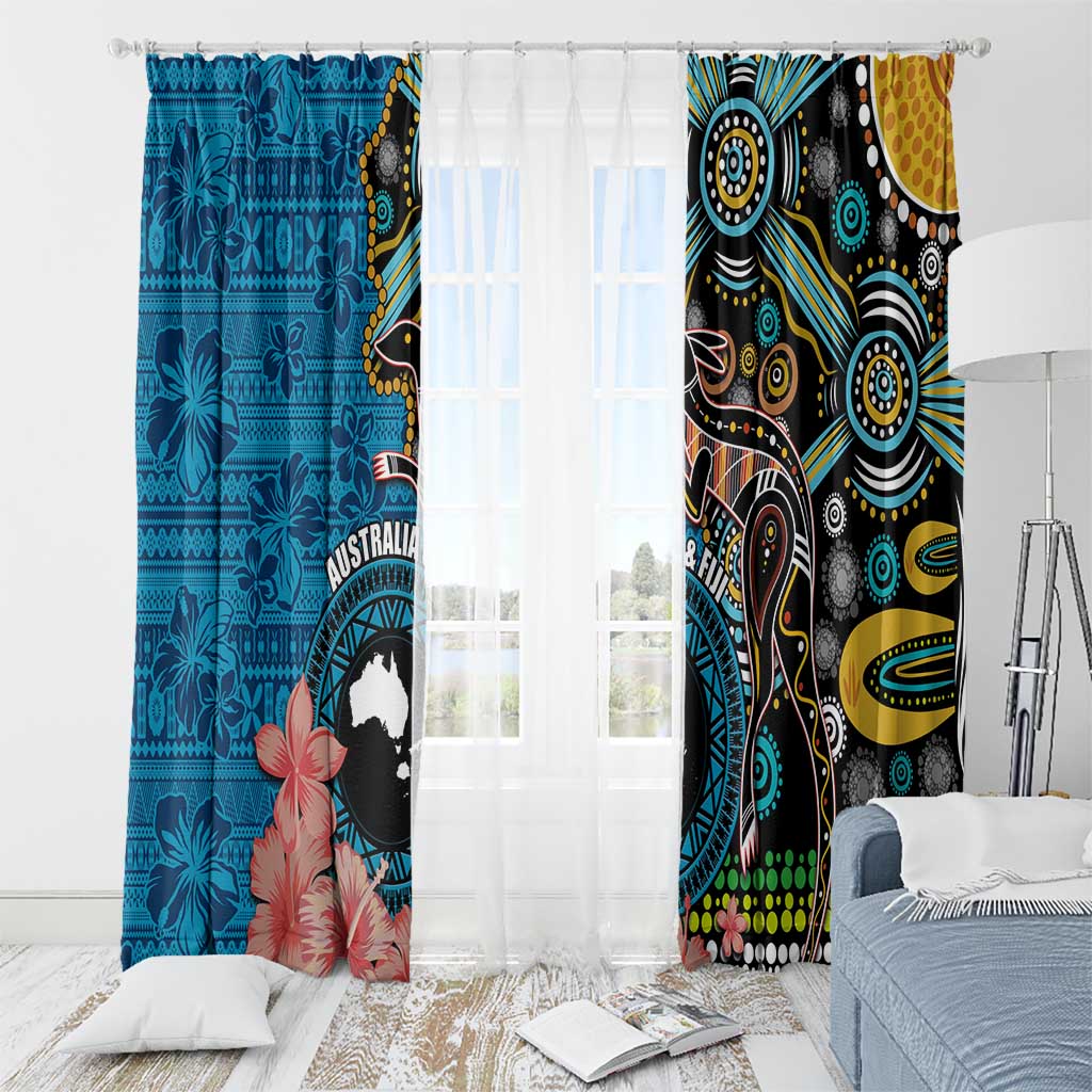 Fiji and Australia Kangaroos Window Curtain Indigenous Aboriginal and Fijian Masi Tribal Tattoo LT03 - Polynesian Pride