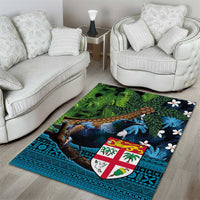 Fiji and New Zealand Tui Bird Area Rug Koru Fern Leafs and Palm Tree With Plumeria LT03 - Polynesian Pride