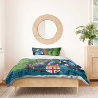 Fiji and New Zealand Tui Bird Bedding Set Koru Fern Leafs and Palm Tree With Plumeria LT03 - Polynesian Pride