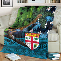 Fiji and New Zealand Tui Bird Blanket Koru Fern Leafs and Palm Tree With Plumeria LT03 - Polynesian Pride