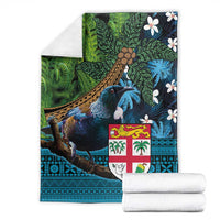 Fiji and New Zealand Tui Bird Blanket Koru Fern Leafs and Palm Tree With Plumeria LT03 - Polynesian Pride