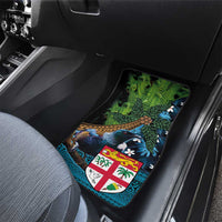 Fiji and New Zealand Tui Bird Car Mats Koru Fern Leafs and Palm Tree With Plumeria LT03 - Polynesian Pride