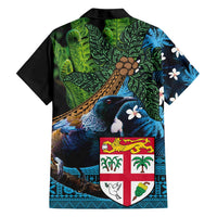 Fiji and New Zealand Tui Bird Family Matching Off Shoulder Maxi Dress and Hawaiian Shirt Koru Fern Leafs and Palm Tree With Plumeria LT03 - Polynesian Pride