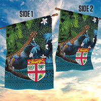 Fiji and New Zealand Tui Bird Garden Flag Koru Fern Leafs and Palm Tree With Plumeria LT03 - Polynesian Pride