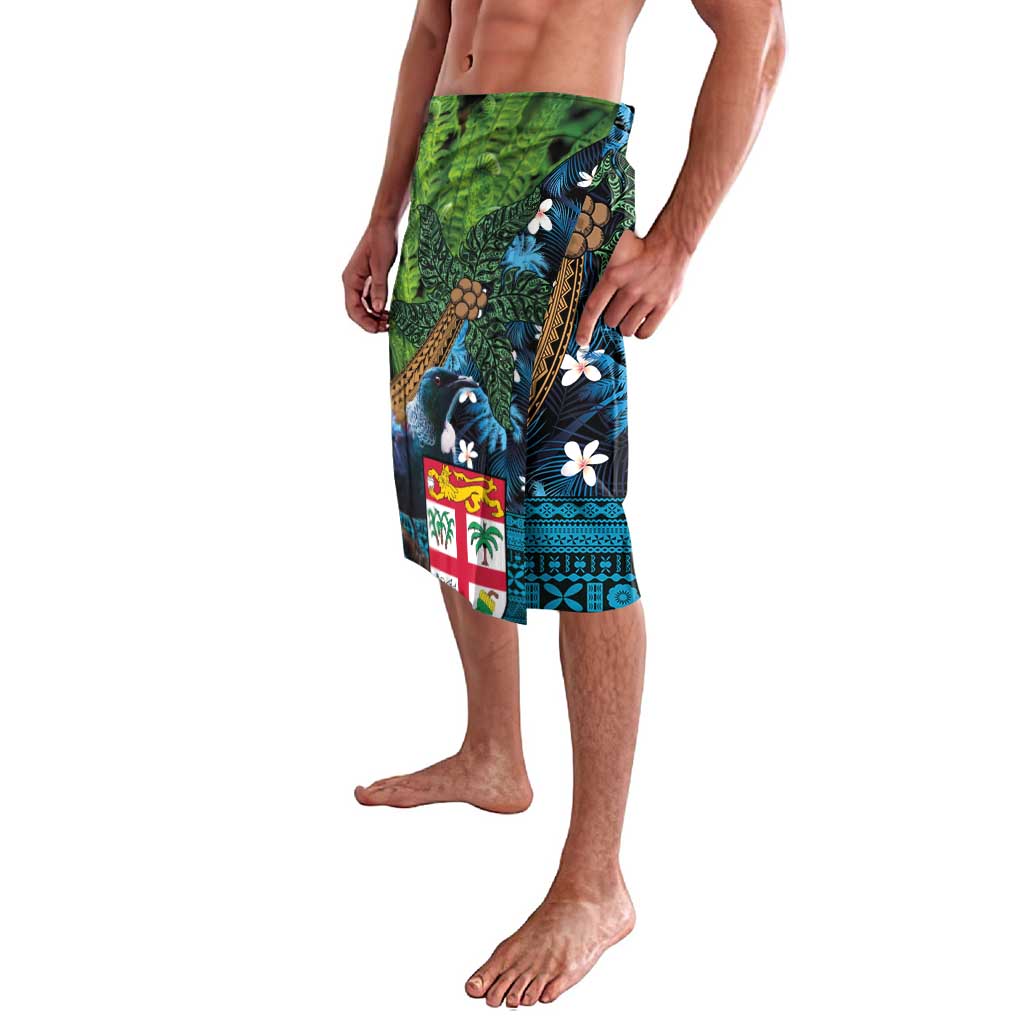 Fiji and New Zealand Tui Bird Lavalava Koru Fern Leafs and Palm Tree With Plumeria LT03 - Polynesian Pride