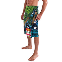 Fiji and New Zealand Tui Bird Lavalava Koru Fern Leafs and Palm Tree With Plumeria LT03 - Polynesian Pride