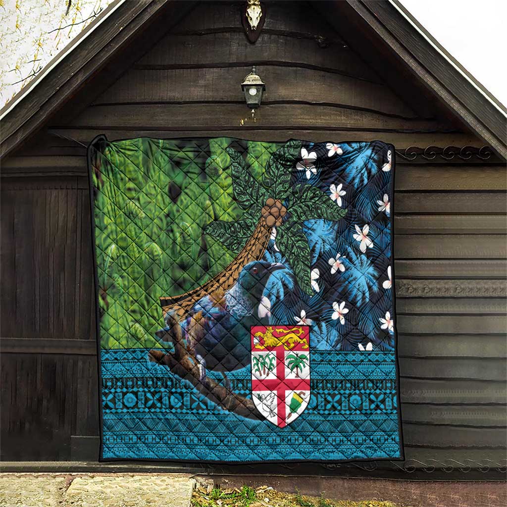 Fiji and New Zealand Tui Bird Quilt Koru Fern Leafs and Palm Tree With Plumeria LT03 - Polynesian Pride