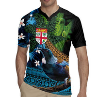Fiji and New Zealand Tui Bird Rugby Jersey Koru Fern Leafs and Palm Tree With Plumeria LT03 - Polynesian Pride