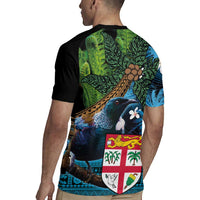 Fiji and New Zealand Tui Bird Rugby Jersey Koru Fern Leafs and Palm Tree With Plumeria LT03 - Polynesian Pride
