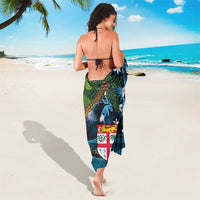 Fiji and New Zealand Tui Bird Sarong Koru Fern Leafs and Palm Tree With Plumeria LT03 - Polynesian Pride