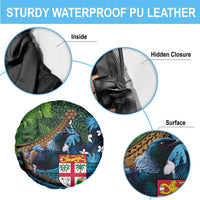 Fiji and New Zealand Tui Bird Spare Tire Cover Koru Fern Leafs and Palm Tree With Plumeria LT03 - Polynesian Pride
