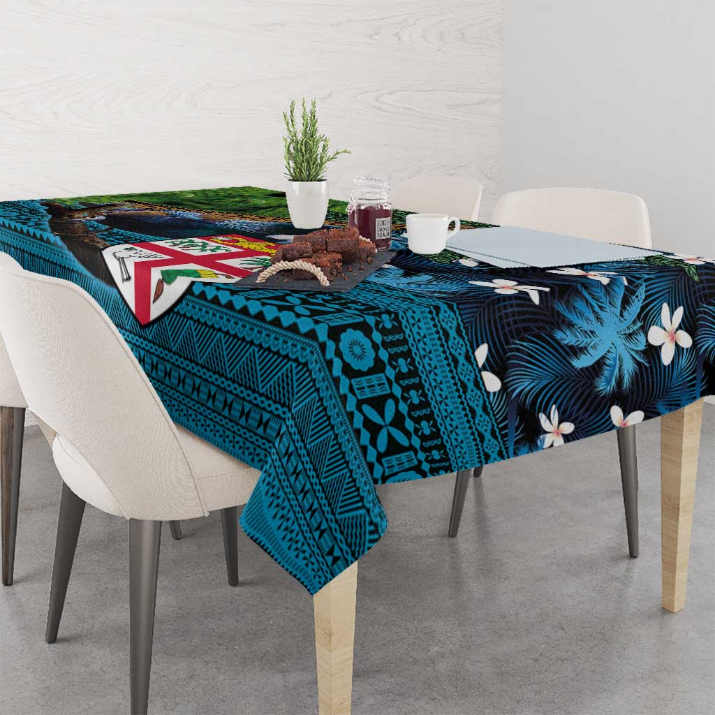 Fiji and New Zealand Tui Bird Tablecloth Koru Fern Leafs and Palm Tree With Plumeria LT03 - Polynesian Pride