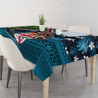 Fiji and New Zealand Tui Bird Tablecloth Koru Fern Leafs and Palm Tree With Plumeria LT03 - Polynesian Pride