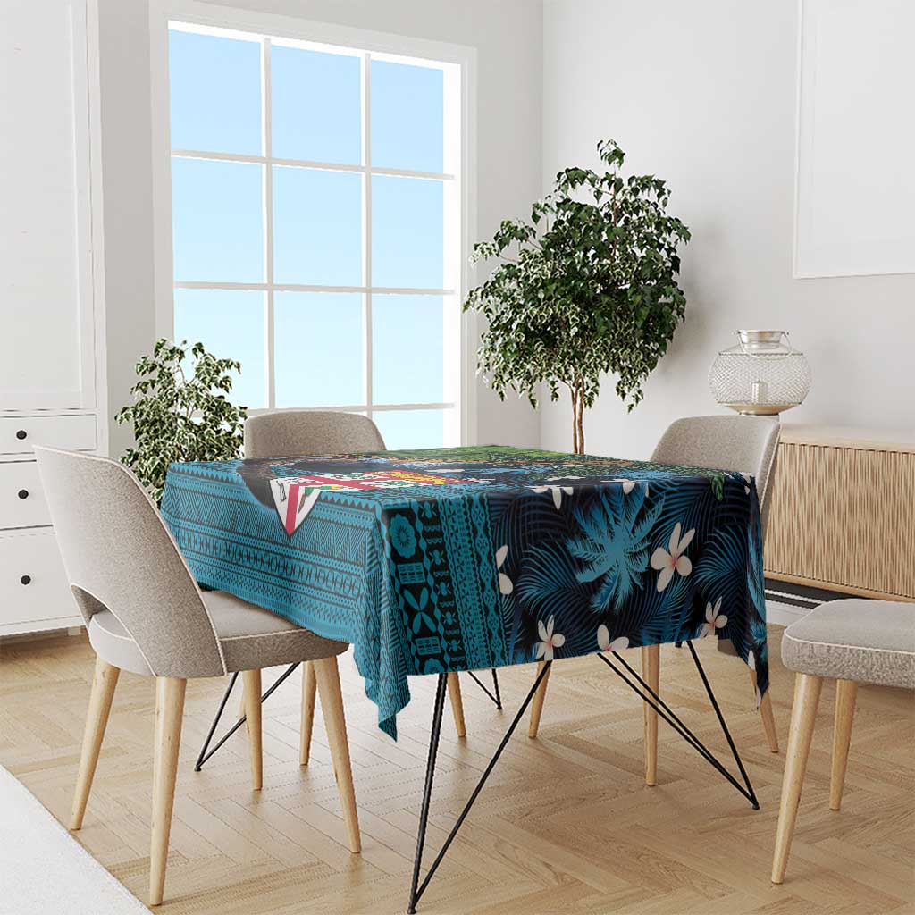 Fiji and New Zealand Tui Bird Tablecloth Koru Fern Leafs and Palm Tree With Plumeria LT03 - Polynesian Pride