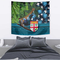 Fiji and New Zealand Tui Bird Tapestry Koru Fern Leafs and Palm Tree With Plumeria LT03 - Polynesian Pride