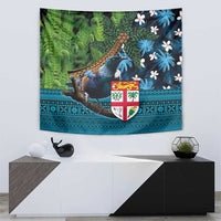 Fiji and New Zealand Tui Bird Tapestry Koru Fern Leafs and Palm Tree With Plumeria LT03 - Polynesian Pride