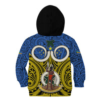 Vanuatu Tafea Province Kid Hoodie Pig Tusk Mix Maori Pattern and Namele Leaf LT03 - Polynesian Pride