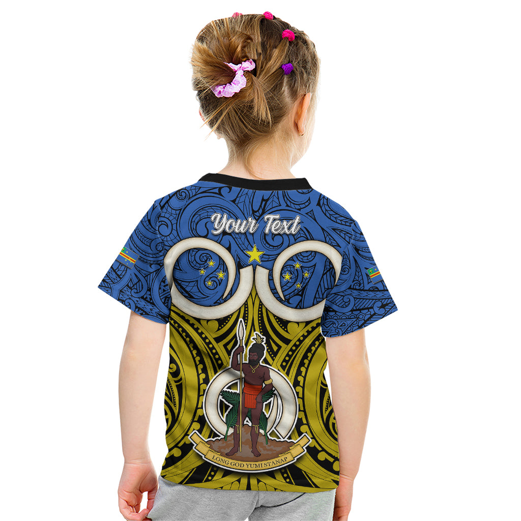 Personalised Vanuatu Tafea Province Kid T Shirt Pig Tusk Mix Maori Pattern and Namele Leaf LT03 - Polynesian Pride