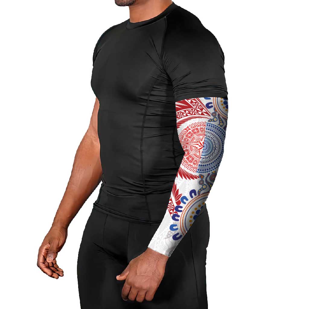 Tongan and Australian Culture Together Arm Sleeves Ngatu Art Tribal Aboriginal Tattoo Pattern LT03 - Polynesian Pride