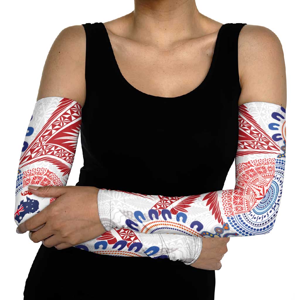 Tongan and Australian Culture Together Arm Sleeves Ngatu Art Tribal Aboriginal Tattoo Pattern LT03 - Polynesian Pride