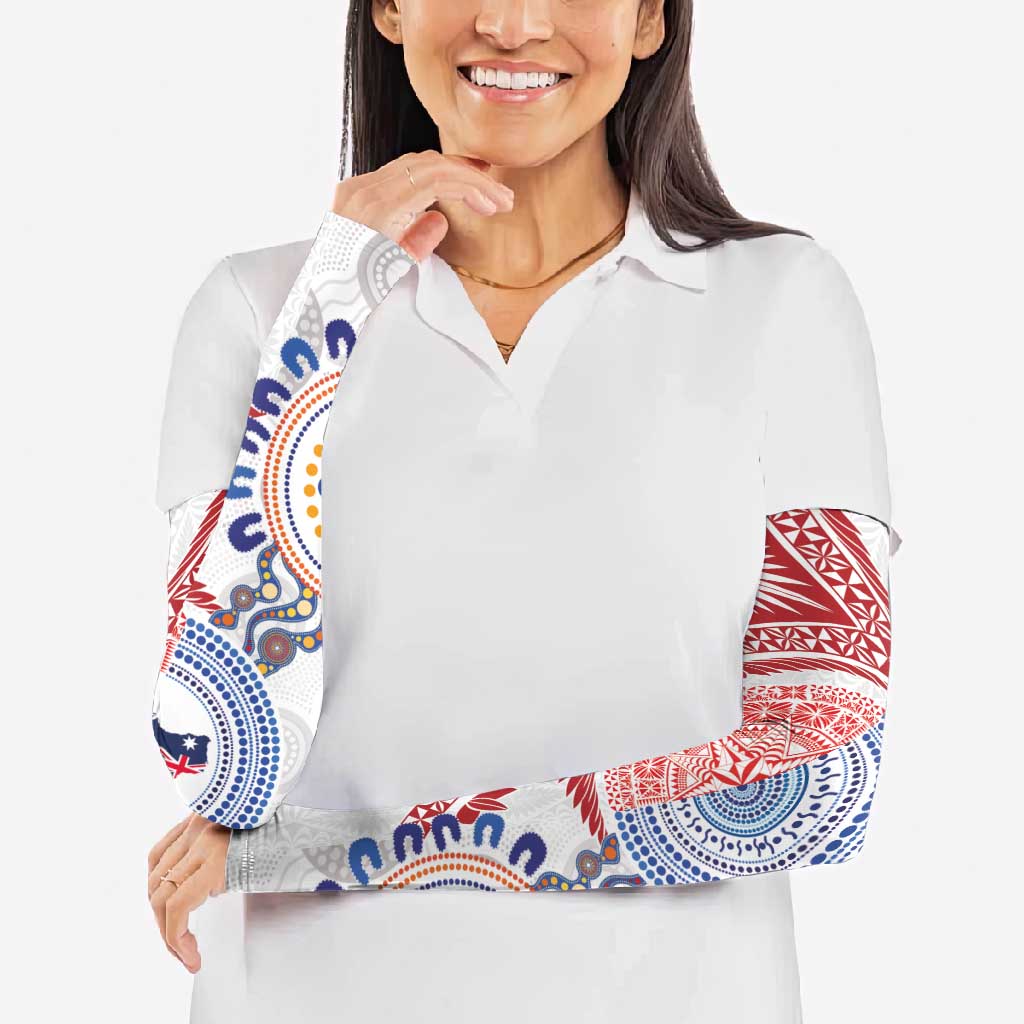 Tongan and Australian Culture Together Arm Sleeves Ngatu Art Tribal Aboriginal Tattoo Pattern LT03 - Polynesian Pride