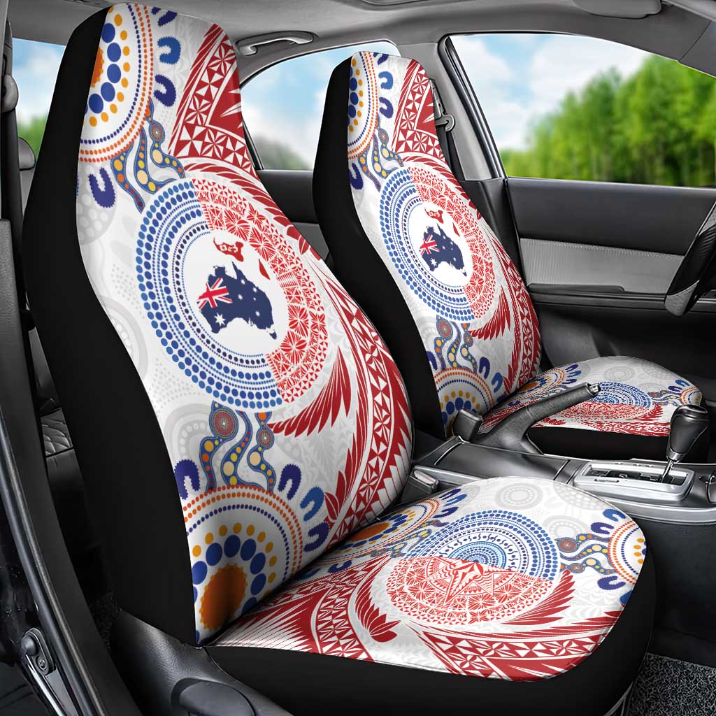 Tongan and Australian Culture Together Car Seat Cover Ngatu Art Tribal Aboriginal Tattoo Pattern LT03 - Polynesian Pride