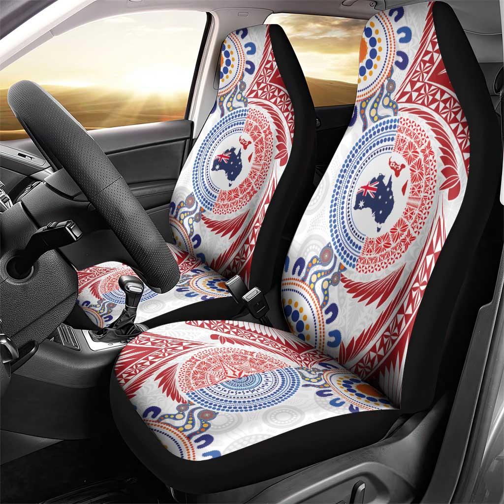 Tongan and Australian Culture Together Car Seat Cover Ngatu Art Tribal Aboriginal Tattoo Pattern LT03 - Polynesian Pride