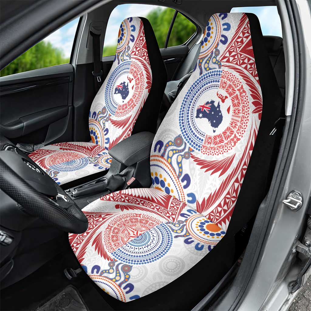 Tongan and Australian Culture Together Car Seat Cover Ngatu Art Tribal Aboriginal Tattoo Pattern LT03 - Polynesian Pride