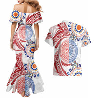 Tongan and Australian Culture Together Couples Matching Mermaid Dress and Hawaiian Shirt Ngatu Art Tribal Aboriginal Tattoo Pattern LT03 - Polynesian Pride
