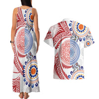 Tongan and Australian Culture Together Couples Matching Tank Maxi Dress and Hawaiian Shirt Ngatu Art Tribal Aboriginal Tattoo Pattern LT03 - Polynesian Pride