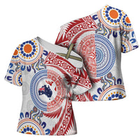 Tongan and Australian Culture Together Cross Shoulder Shirt Ngatu Art Tribal Aboriginal Tattoo Pattern LT03 - Polynesian Pride