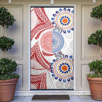 Tongan and Australian Culture Together Door Cover Ngatu Art Tribal Aboriginal Tattoo Pattern LT03 White - Polynesian Pride