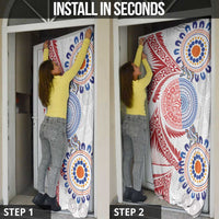 Tongan and Australian Culture Together Door Cover Ngatu Art Tribal Aboriginal Tattoo Pattern LT03 - Polynesian Pride