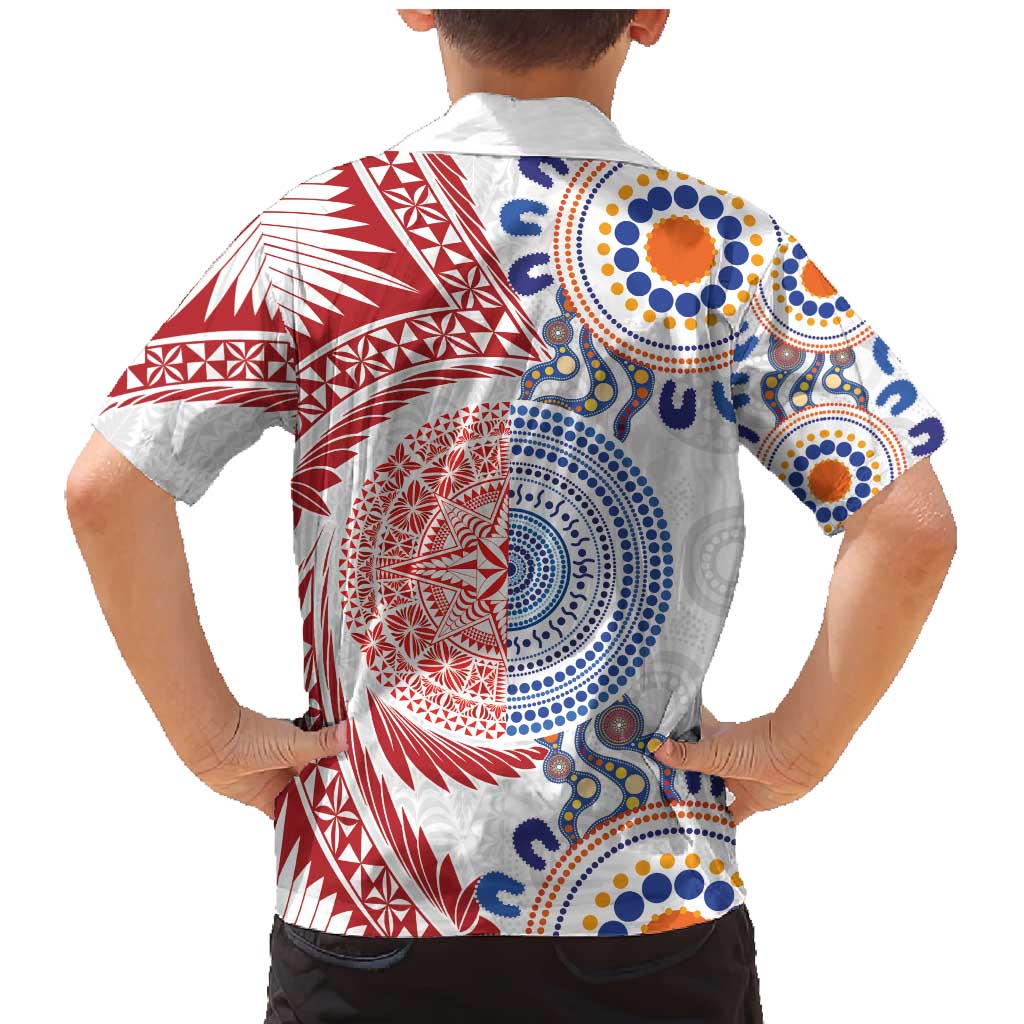 Tongan and Australian Culture Together Family Matching Mermaid Dress and Hawaiian Shirt Ngatu Art Tribal Aboriginal Tattoo Pattern LT03 - Polynesian Pride