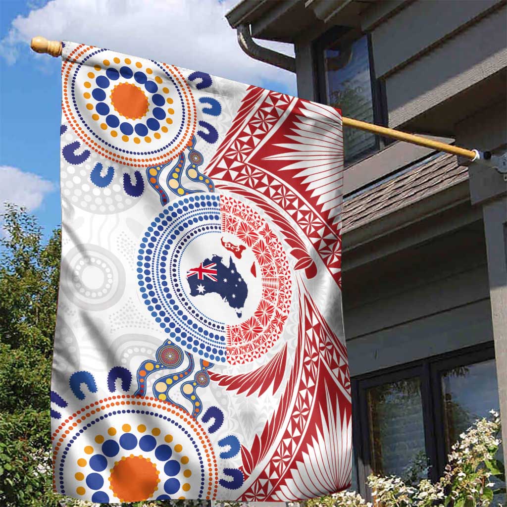 Tongan and Australian Culture Together Garden Flag Ngatu Art Tribal Aboriginal Tattoo Pattern LT03 - Polynesian Pride