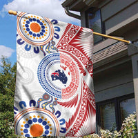 Tongan and Australian Culture Together Garden Flag Ngatu Art Tribal Aboriginal Tattoo Pattern LT03 - Polynesian Pride