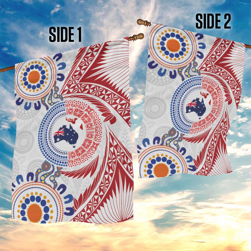 Tongan and Australian Culture Together Garden Flag Ngatu Art Tribal Aboriginal Tattoo Pattern LT03 - Polynesian Pride