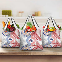 Tongan and Australian Culture Together Grocery Bag Ngatu Art Tribal Aboriginal Tattoo Pattern LT03 3-pack One Size White - Polynesian Pride