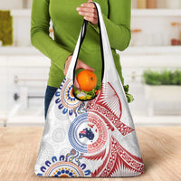 Tongan and Australian Culture Together Grocery Bag Ngatu Art Tribal Aboriginal Tattoo Pattern LT03 - Polynesian Pride